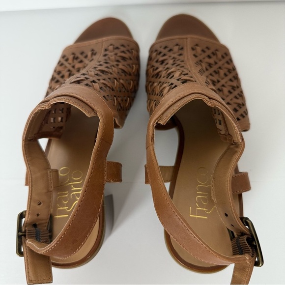 Franco Sarto Harlet3 Leather Cut-Out Sandals Brown Size 7.5M Block Heel - Picture 4 of 7